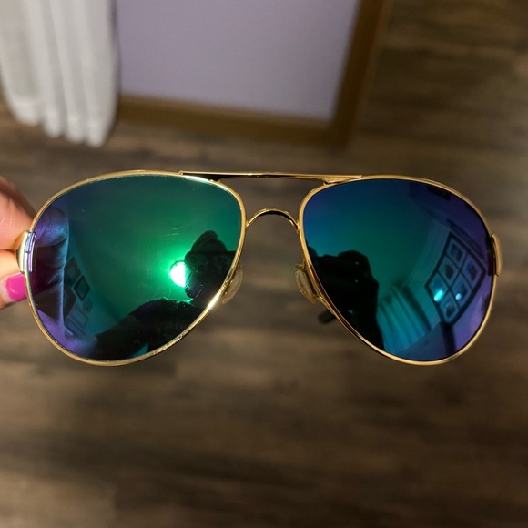 Authentic Oakley blue green mirror gold frame aviators - Picture 1 of 10